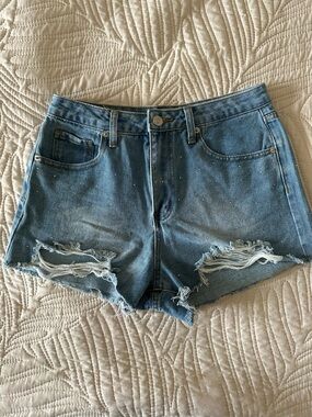 Forever 21 Distressed Light Blue Denim Shorts